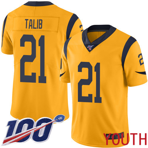Los Angeles Rams Limited Gold Youth Aqib Talib Jersey NFL Football #21 100th Season Rush Vapor Untouchable->youth nfl jersey->Youth Jersey